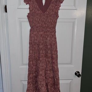 Cleobella Paisley Tiered Maxi Dress in Dusty Mauve